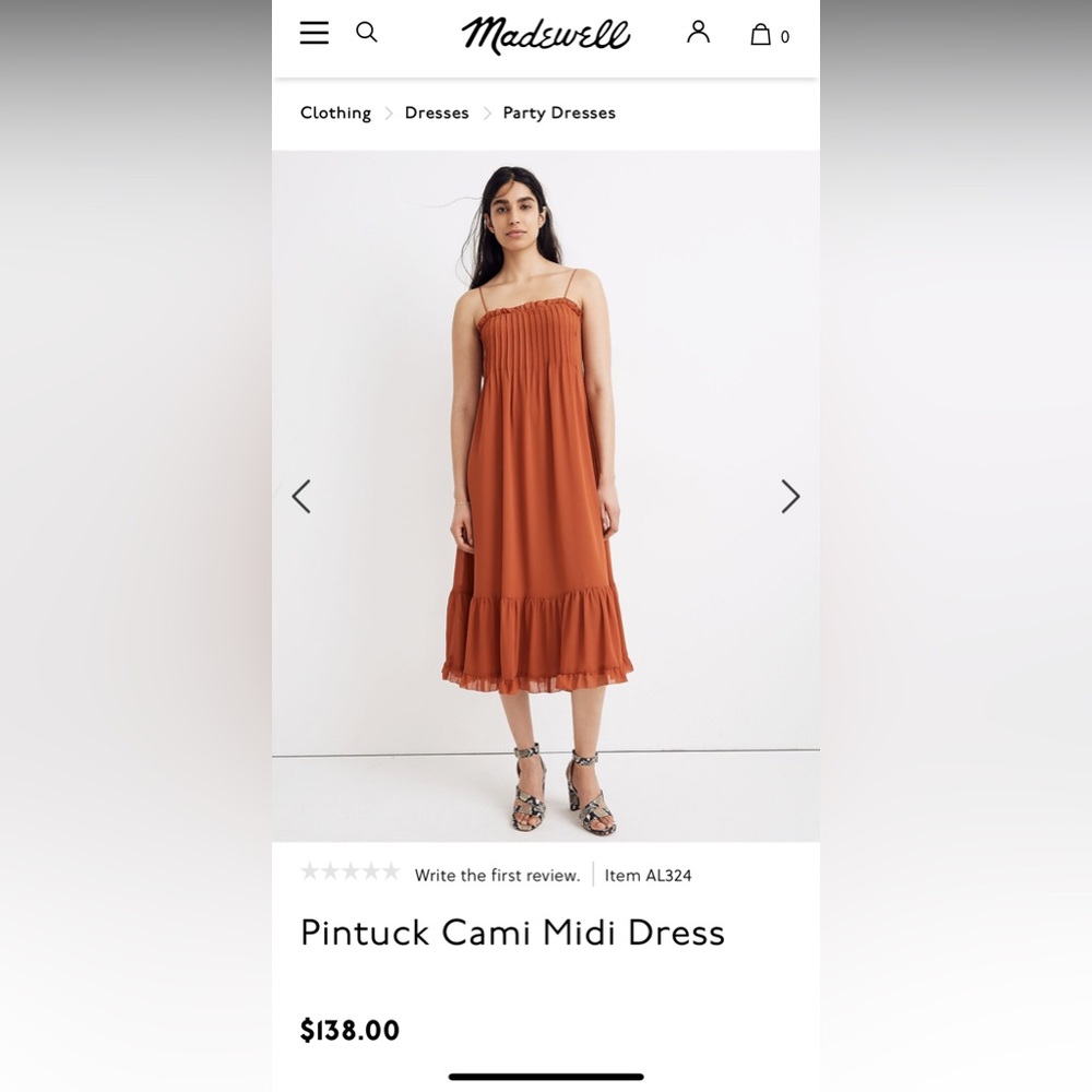 Madewell Pintuck Cami Midi Dress
